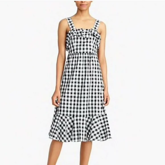 knee length dresses for ladies New J. CREW "Mixed-Plaid Button-Up Midi Dress", Size 6, Originally $98   The Mustard Dandelion